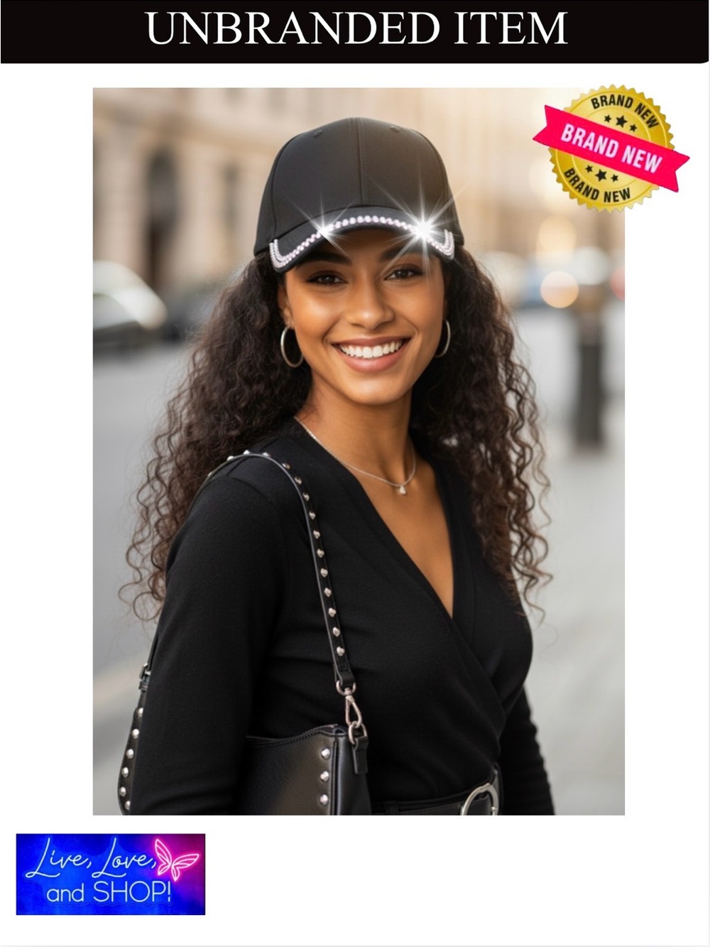 HAT: Black with Luminous Rhinestones, NWOT